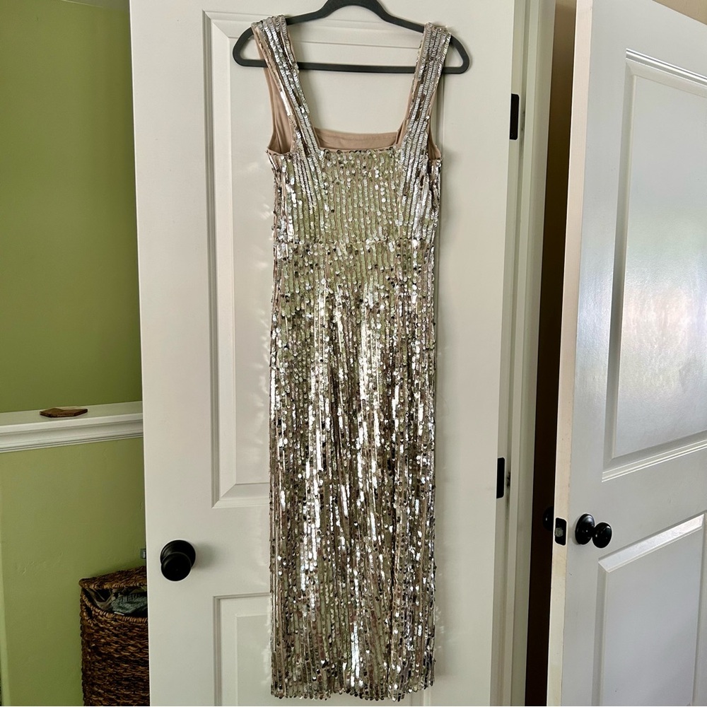 Show Me Your Mumu Eden Midi Dress Silver Sequin Size Small - Picture 7 of 15